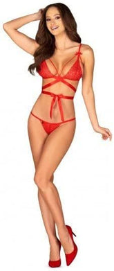 Obsessive Lovlea Bran and Panty Set Red Bras and Bra Sets
